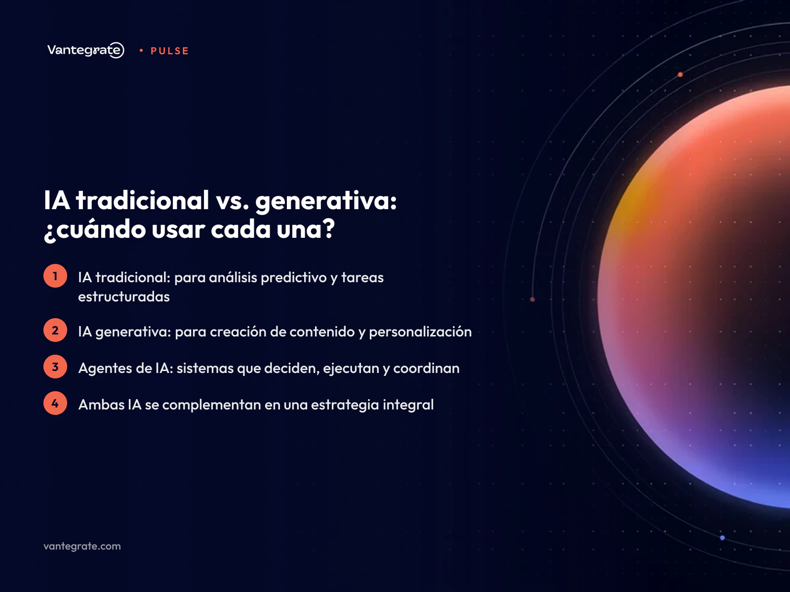 Comparación visual entre IA tradicional, generativa y agentes de IA, destacando sus funciones y cómo se complementan.