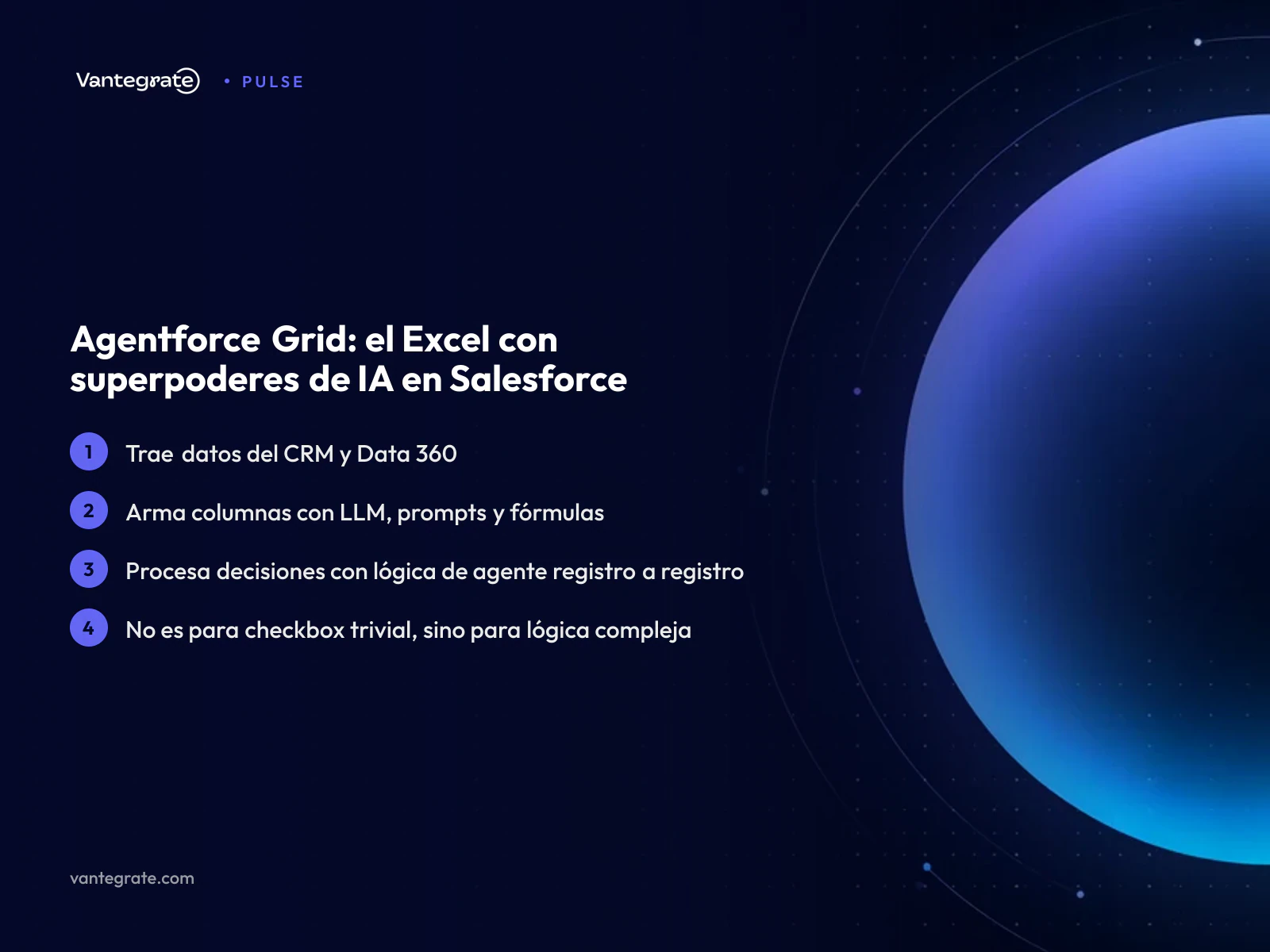 Representación visual de Agentforce Grid como una hoja de cálculo conectada a datos y servicios de IA.