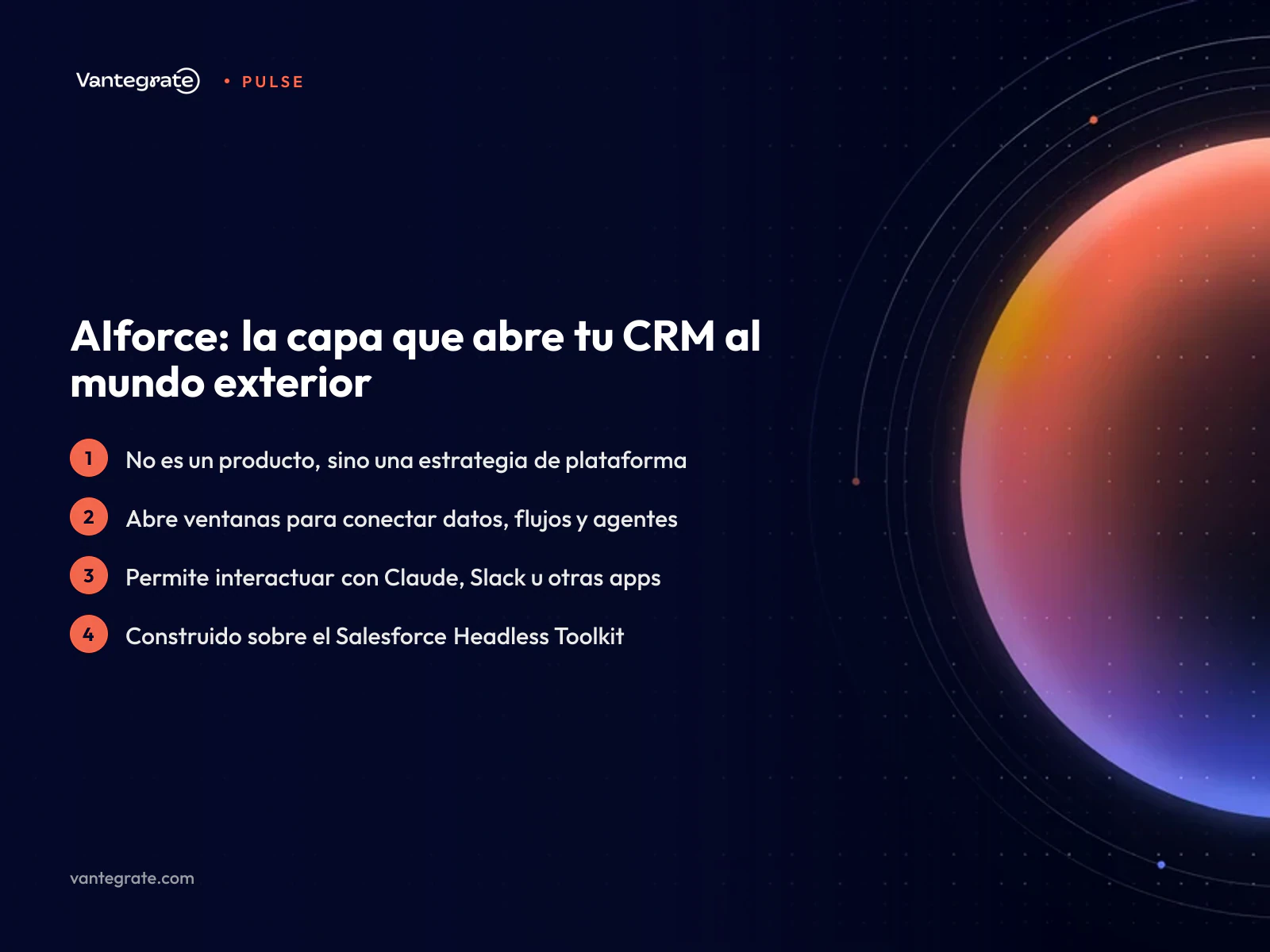 Infografía que ilustra cómo AIforce conecta el CRM de Salesforce con plataformas externas como Claude y Slack.
