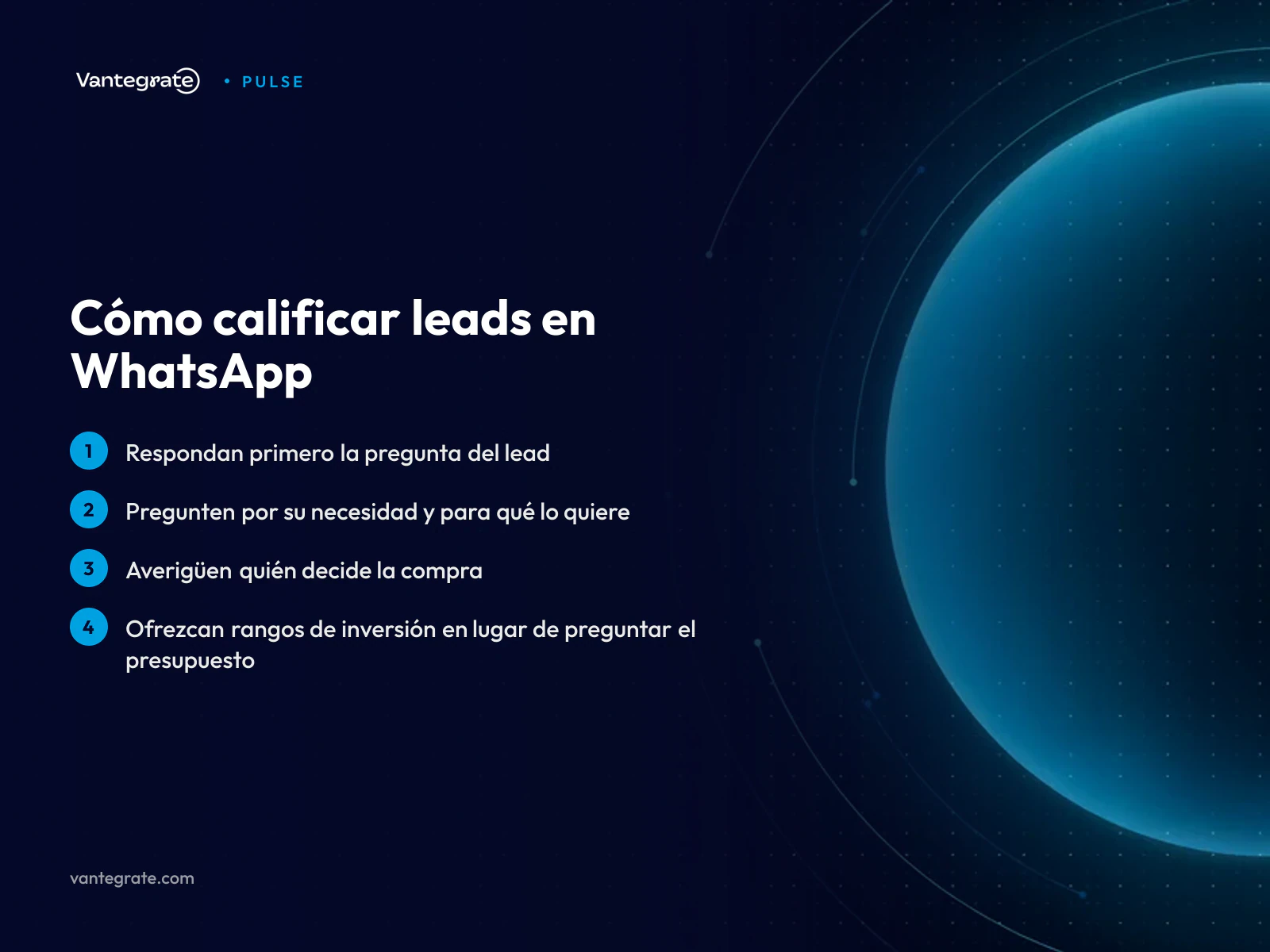 Infografía con viñetas sobre cómo calificar leads de forma efectiva en WhatsApp.