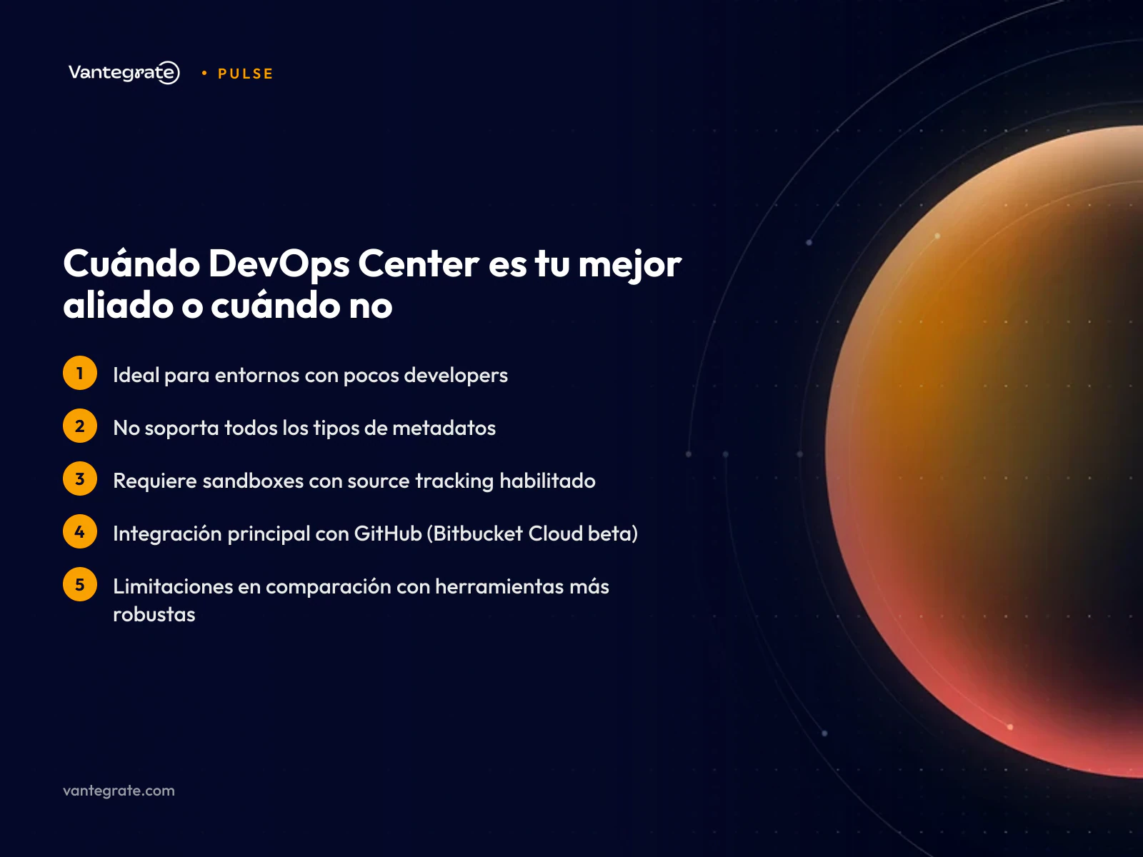 Infografía que compara las ventajas y limitaciones de DevOps Center, ayudando a determinar su idoneidad para diferentes