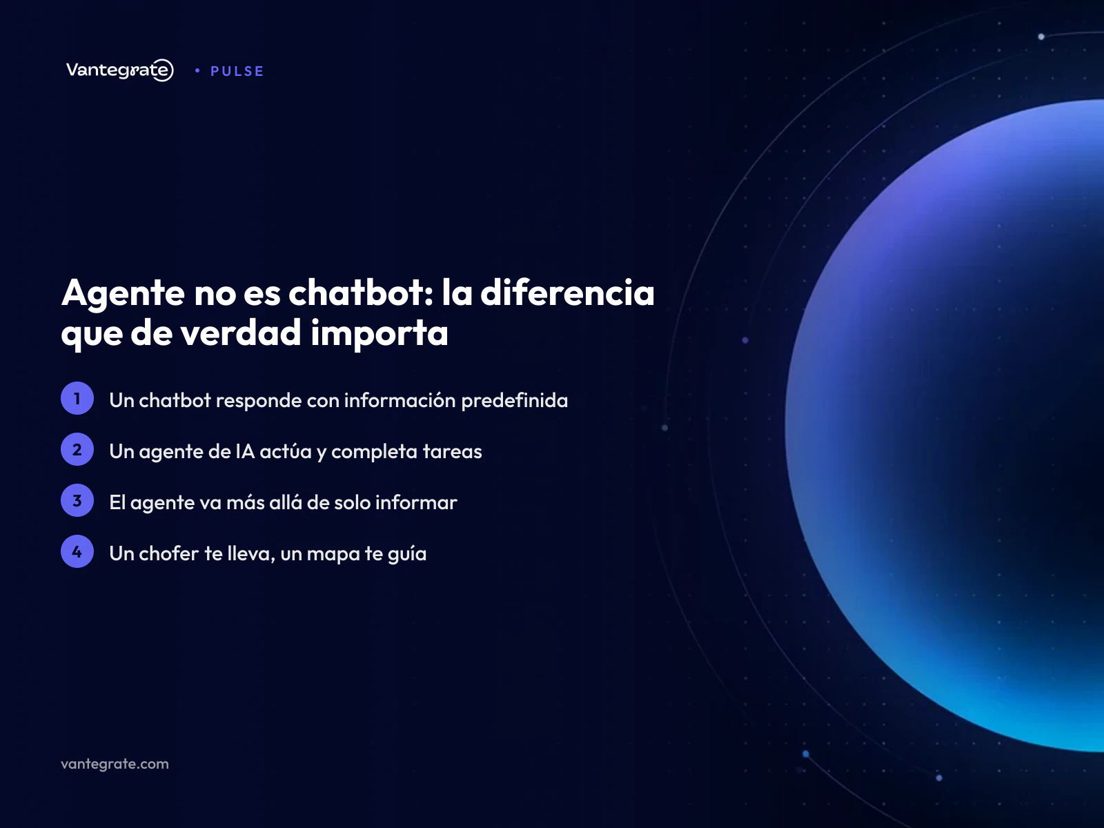 Comparación entre chatbot y agente de IA, mostrando que el agente actúa mientras el chatbot solo informa.