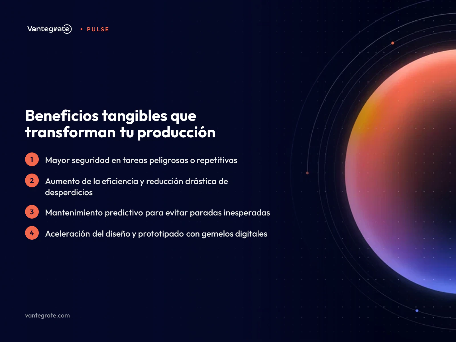 Infografía que destaca los principales beneficios de implementar inteligencia artificial en entornos manufactureros.