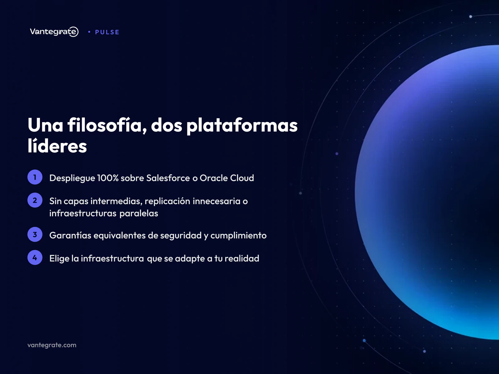 Un gráfico comparativo mostrando las características de seguridad y compliance de Salesforce y Oracle Cloud.