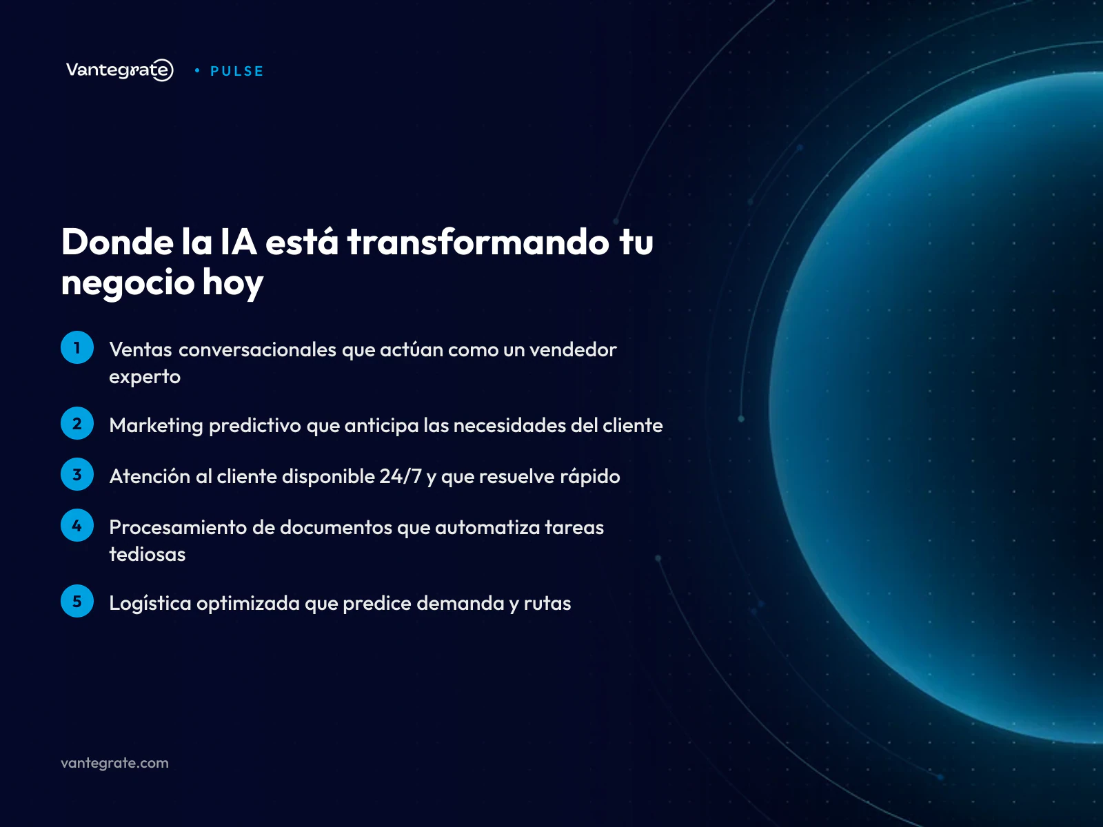 Infografía mostrando aplicaciones empresariales de la IA en ventas, marketing, atención al cliente, logística y
