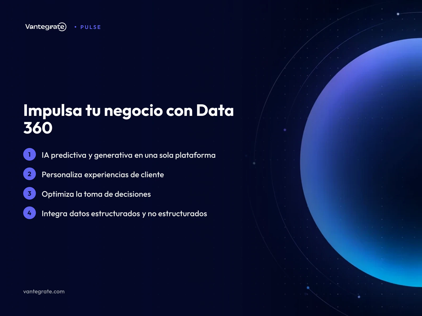 Diagrama que muestra cómo Data 360 conecta datos, IA y la nube para mejorar los resultados empresariales.