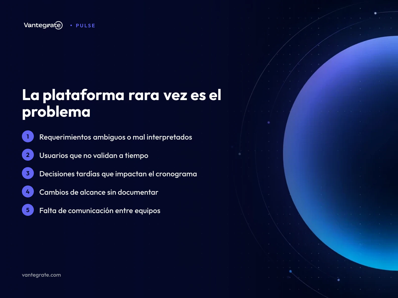Infografía mostrando las causas humanas detrás del fracaso de proyectos tecnológicos, resaltando la comunicación y la