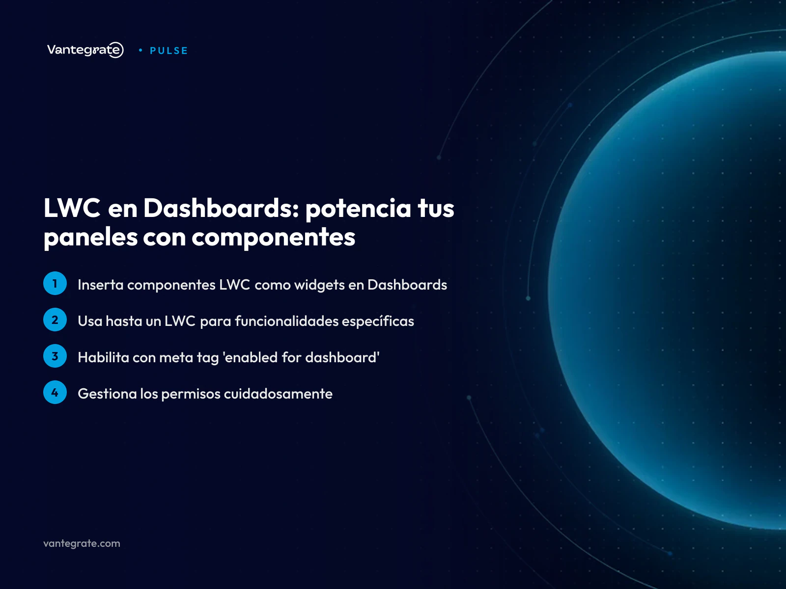 Un dashboard de Salesforce con un componente LWC integrado mostrando datos personalizados y gráficos avanzados.