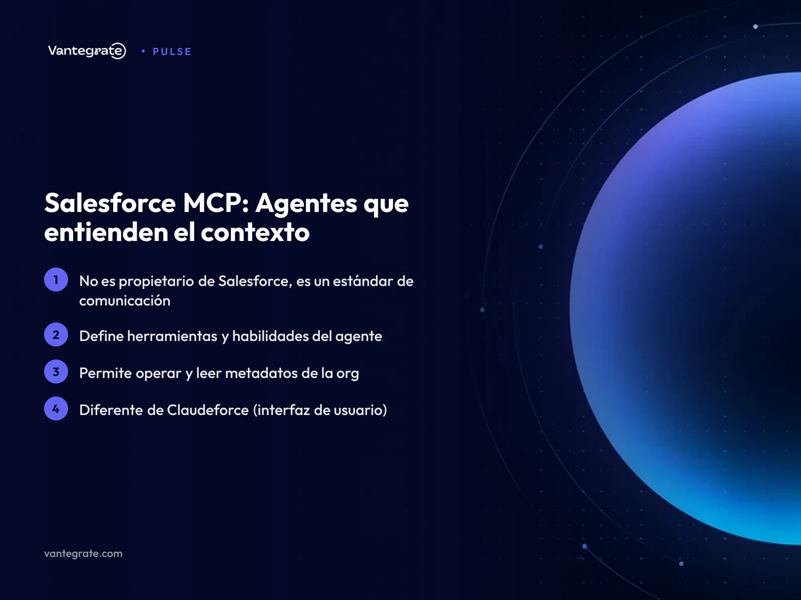 Diagrama que muestra cómo el MCP de Salesforce conecta un agente con los metadatos de una organización, permitiendo la