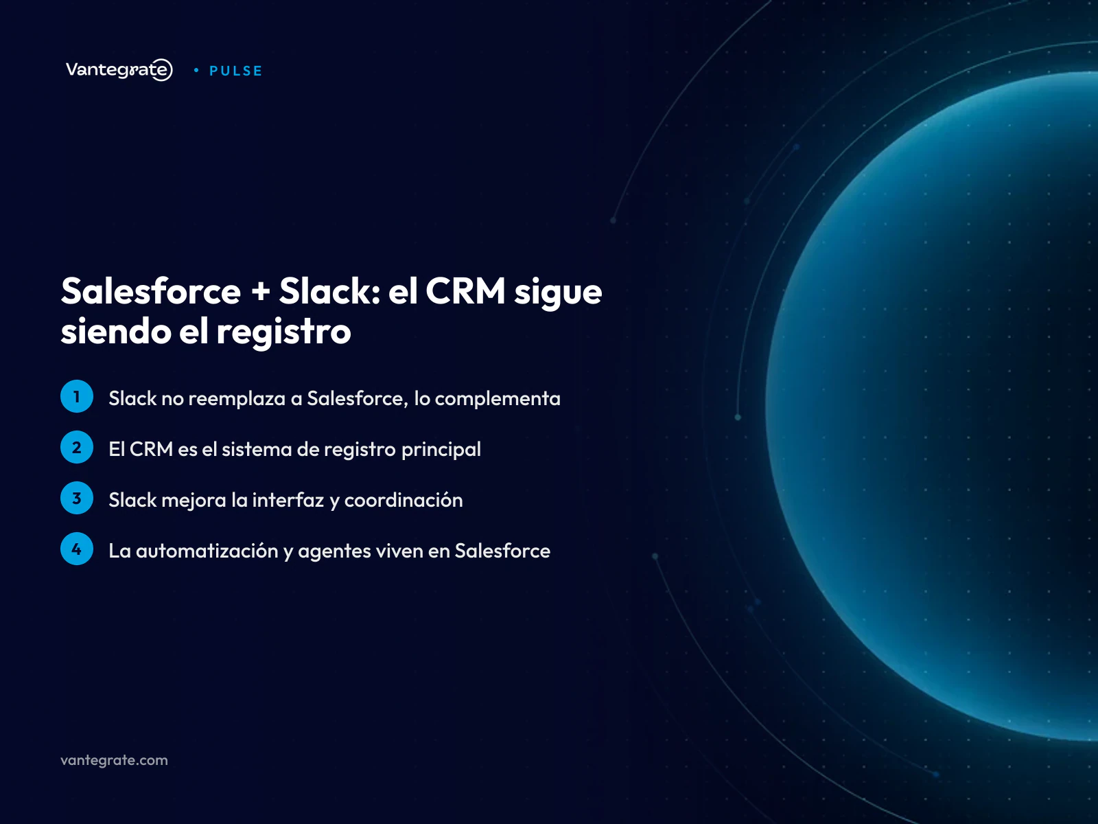 Diagrama que muestra la relación entre Salesforce y Slack, con flechas indicando flujo de información y roles diferenciados.