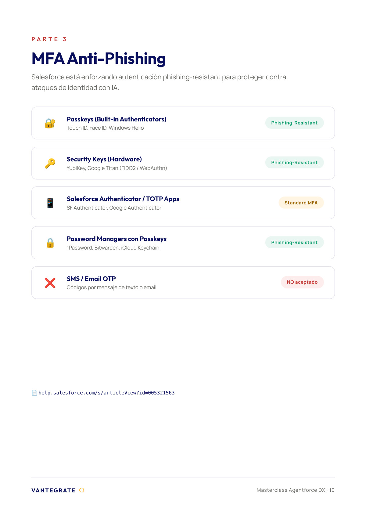 Página 10 de Agentforce DX y MFA resistente a phishing de Salesforce