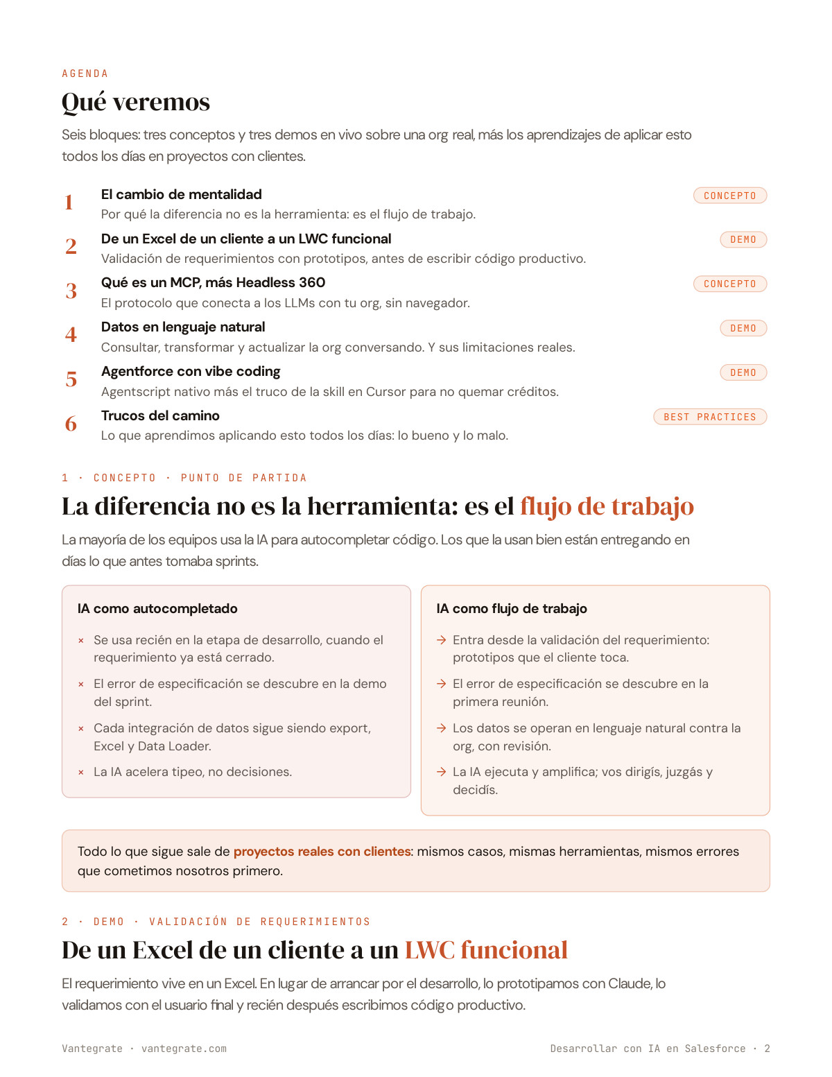 Página 2 de Masterclass: Desarrollar con IA en Salesforce.