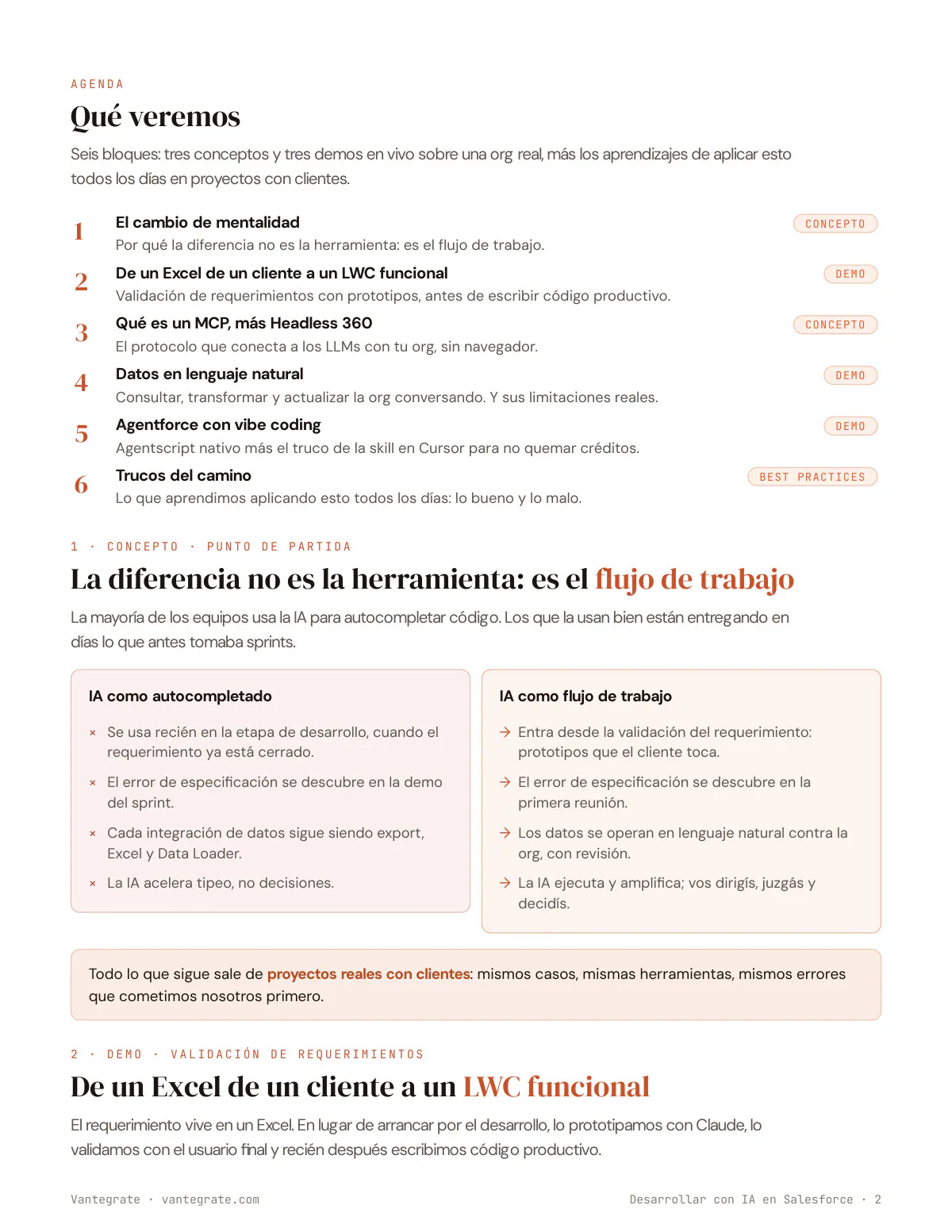Página 2 de Masterclass: Desarrollar con IA en Salesforce.